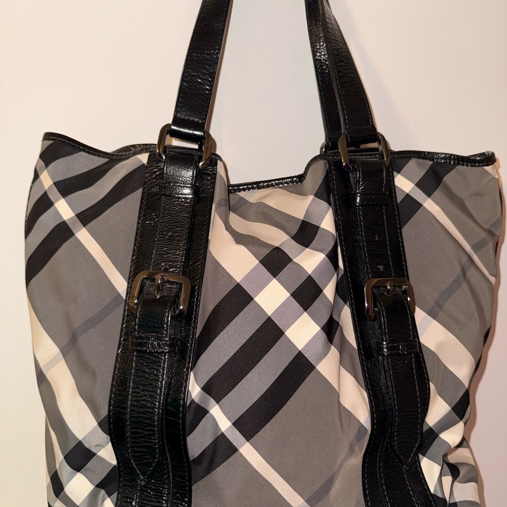 Burberry Black and Gray Plaid Tote